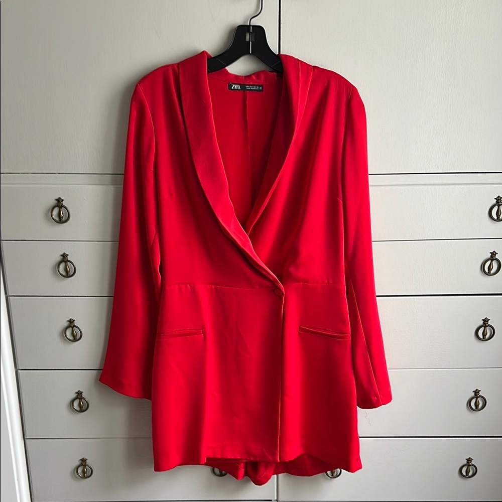 Zara Women's Red Blazer Romper